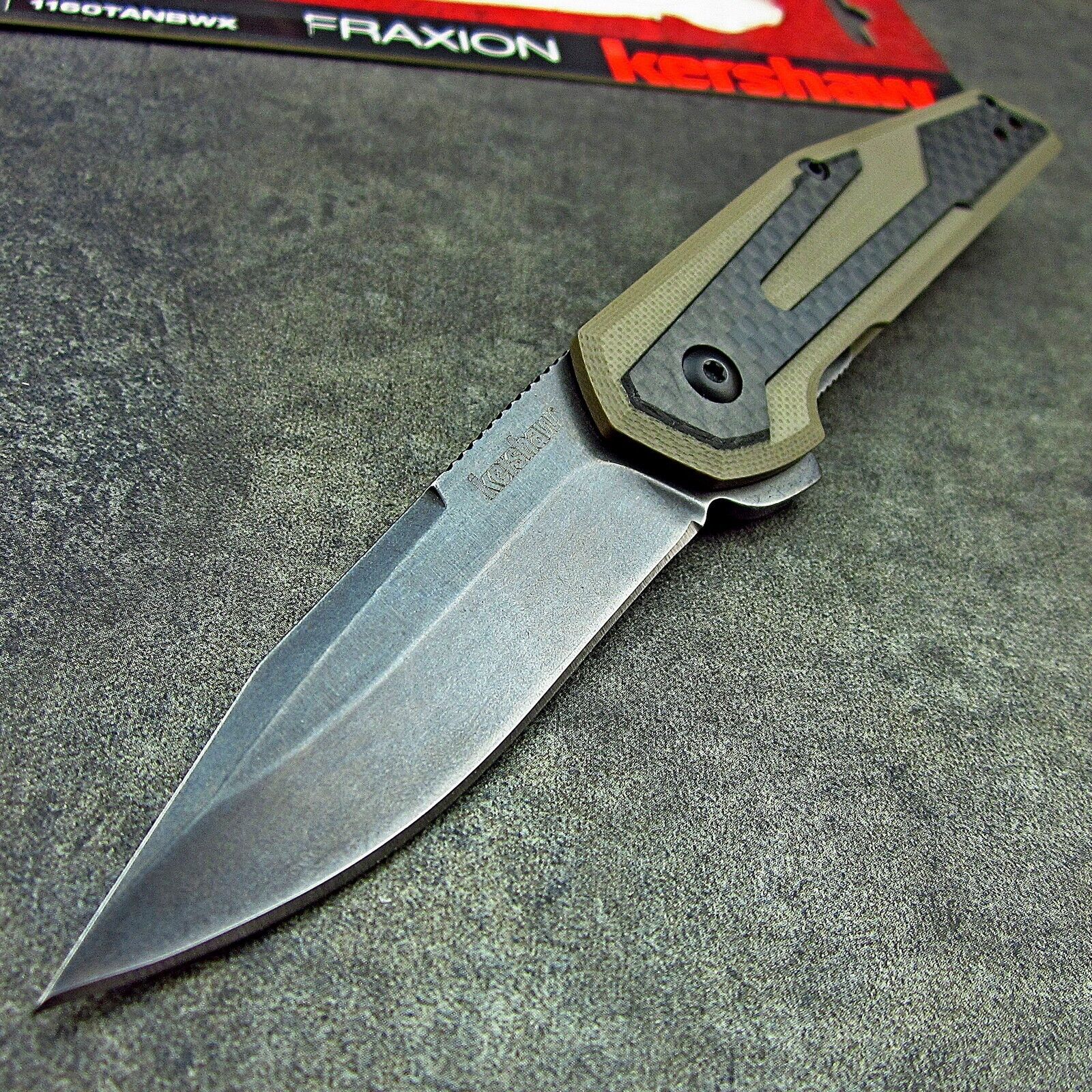 Kershaw Tan Fraxion Ball Bearing Pivot 8Cr13MoV Blade EDC Folding Pocket Knife