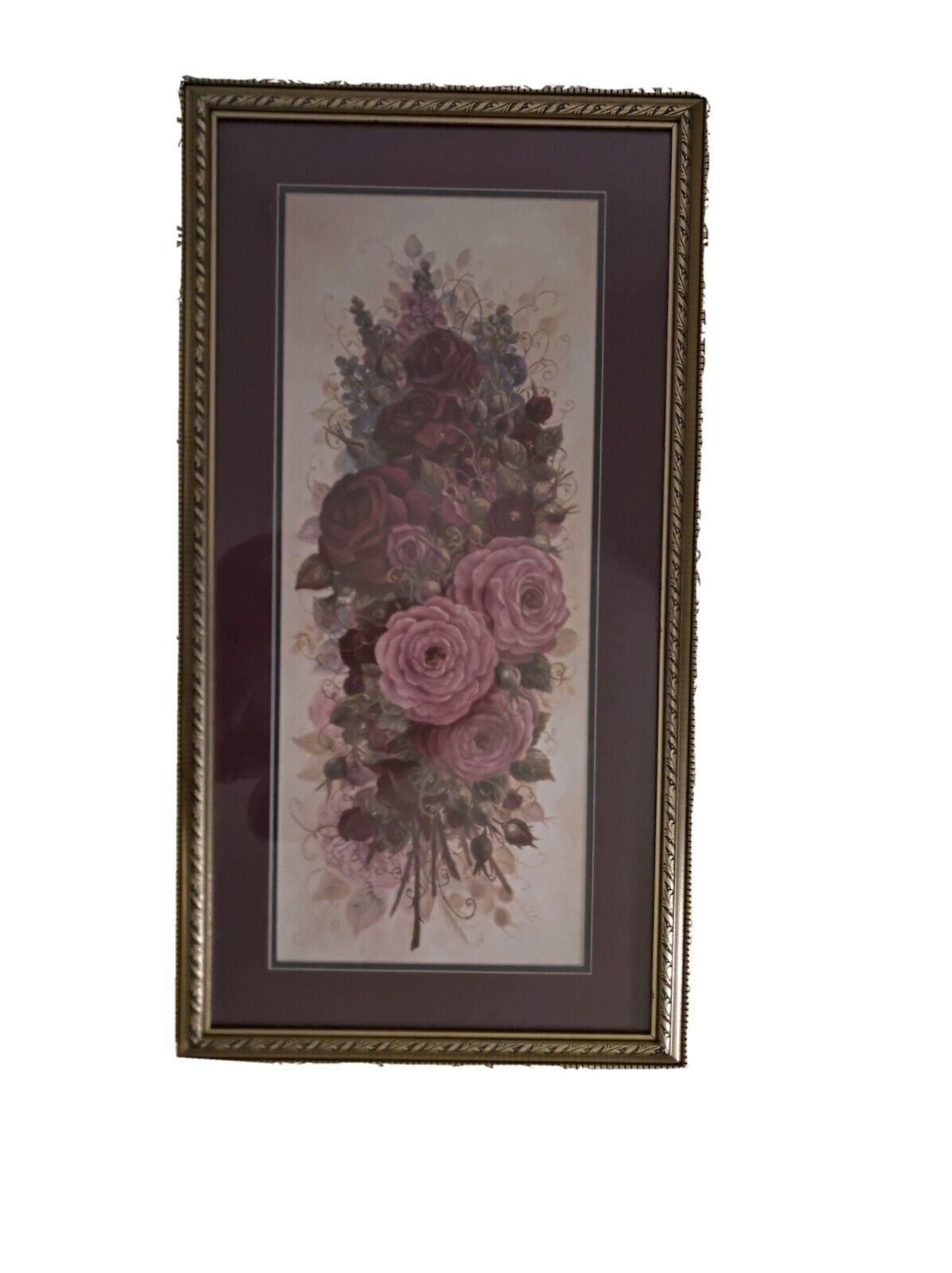 Glynda Turley Home Collectible 1993 Rose Rhapsody Gold Framed Decor 31\
