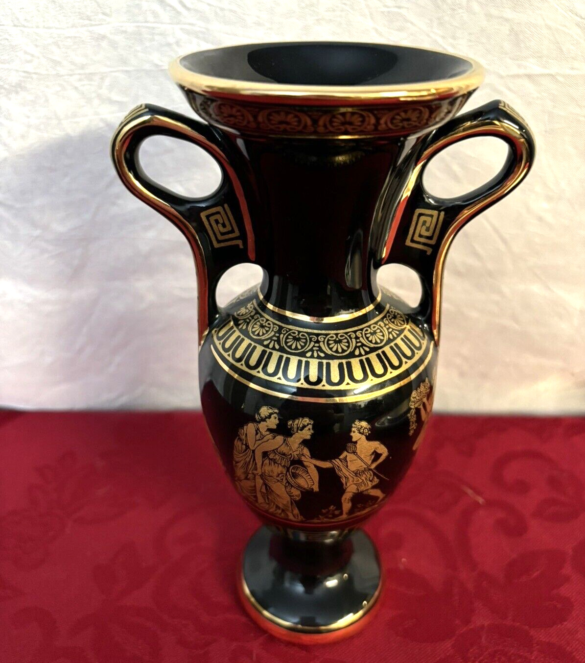 D. Vassilopoulos Hand made and Painted Greek Pottery- 24 K Gold Paint 7 1/2\