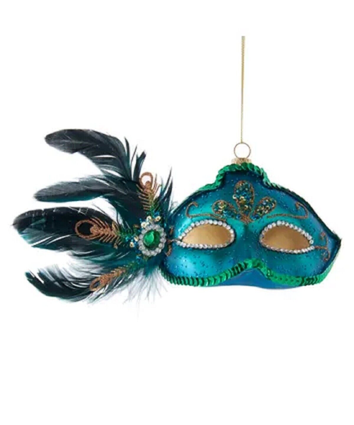Kurt Adler Christmas Christmas Ornament Glass Peacock Mask Jeweled Feathers