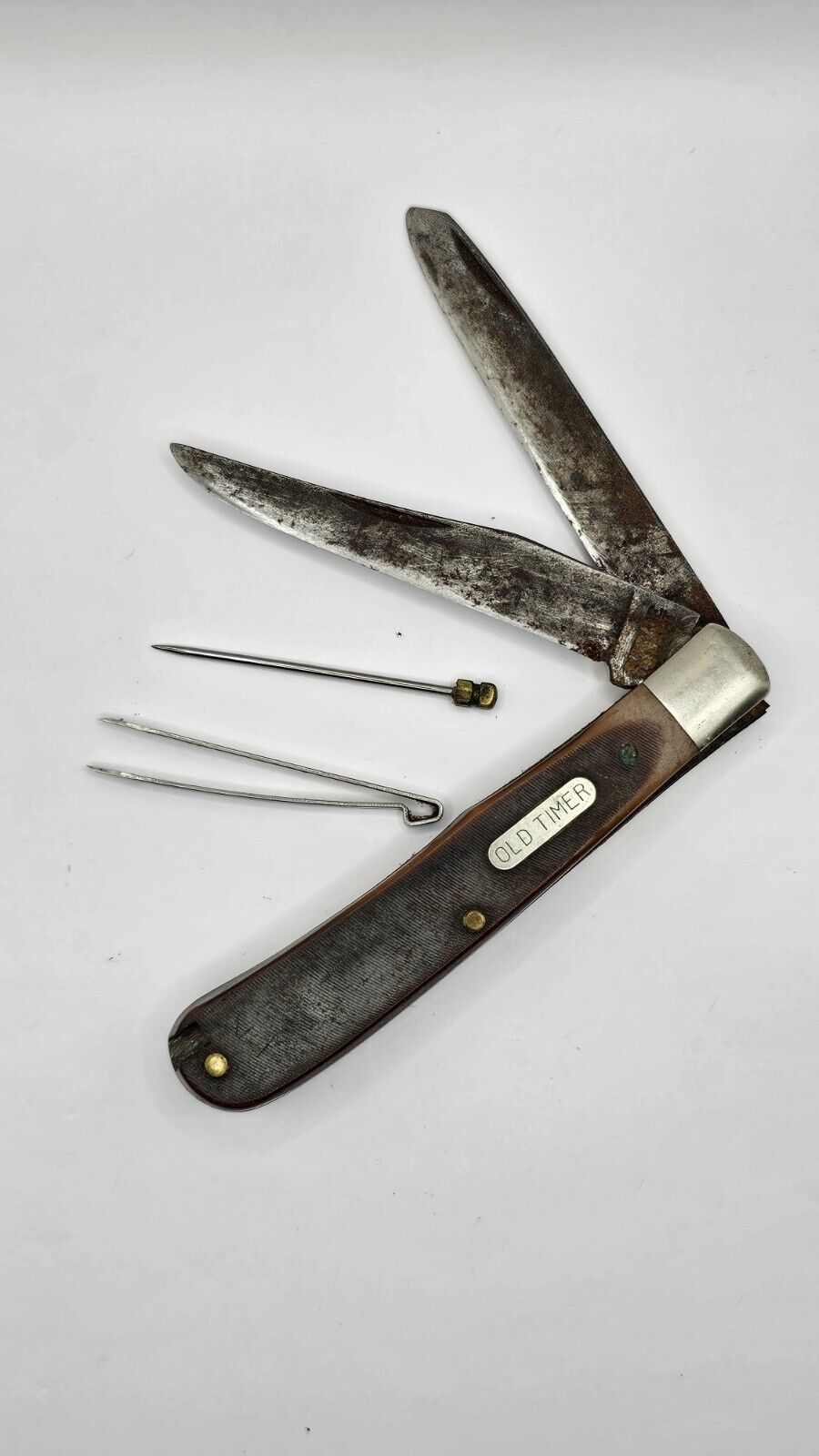 SCHRADE OLD TIMER 96OT BEARHEAD TRAPPER USA Vintage Toothpick Tweezer FOLD KNIFE