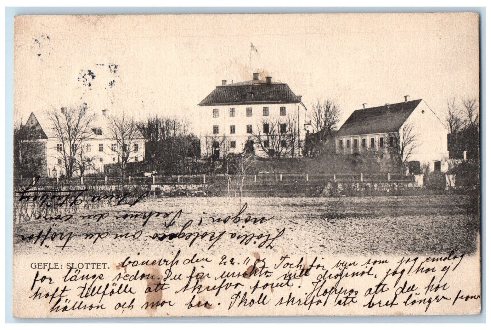 Gavle Gavleborg Sweden Postcard View of Gavle Castle 1903 Antique Posted