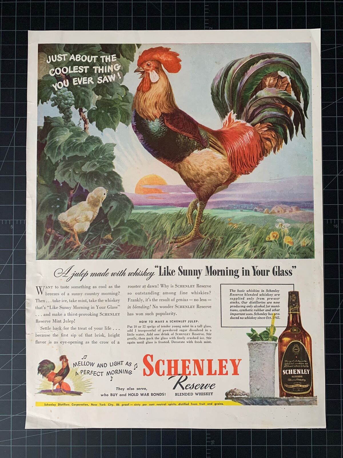 Vintage 1944 Schenley Whiskey Print Ad
