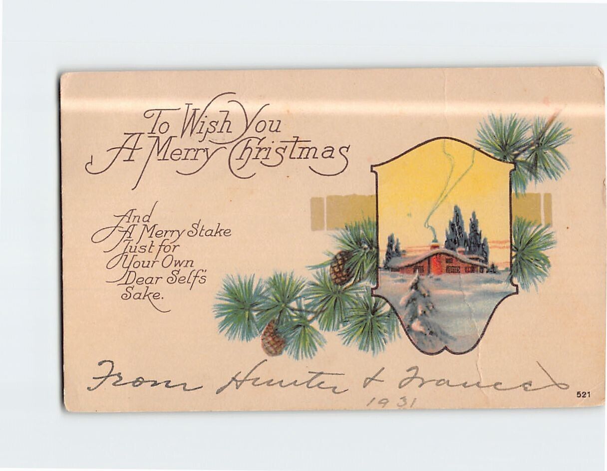 Postcard To Wish You A Merry Christmas Card Winter Scene Art Print