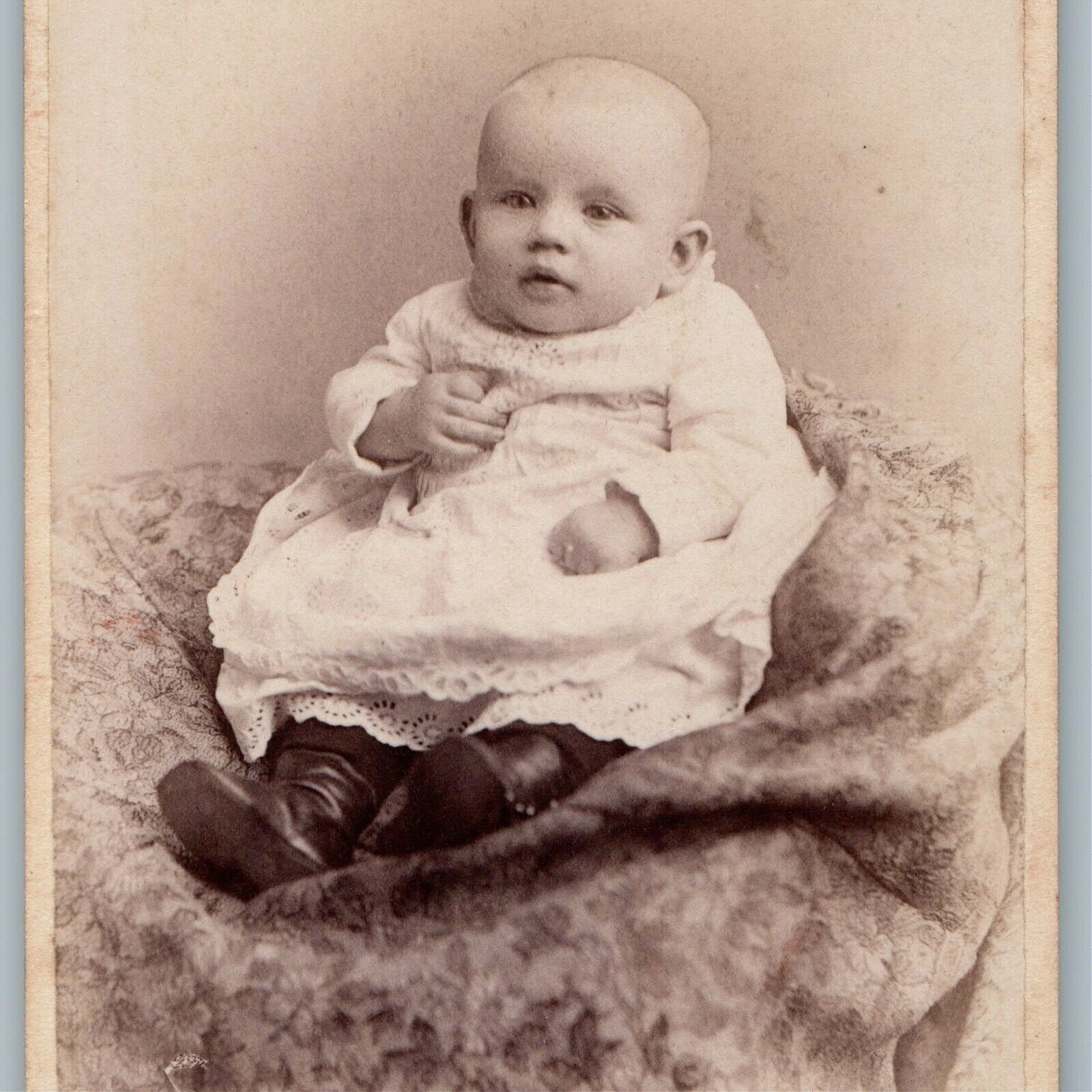 c1870s Marshalltown, Iowa Cute Baby Boy CDV Real Photo Tracht Tomlinson IA H41