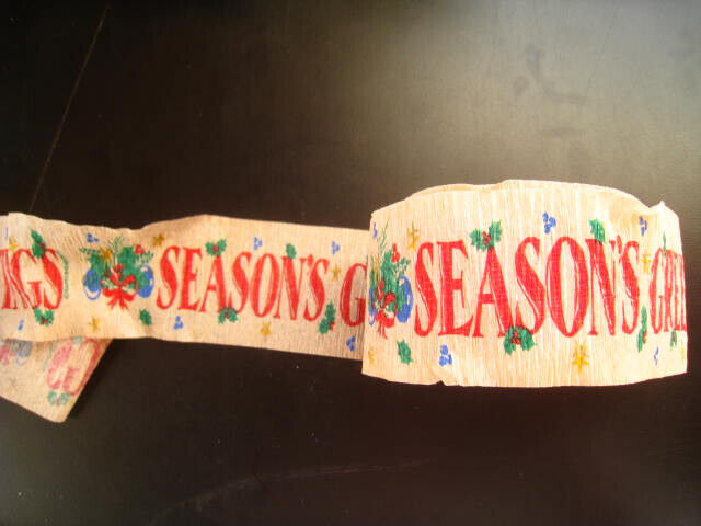 Vintage AMSCAN Crepe Paper Season\'s Greetings Streamer Christmas