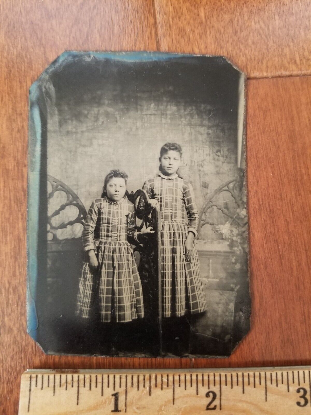 c. 1870 Tintype Photograph African American Girls With Matching Dresses