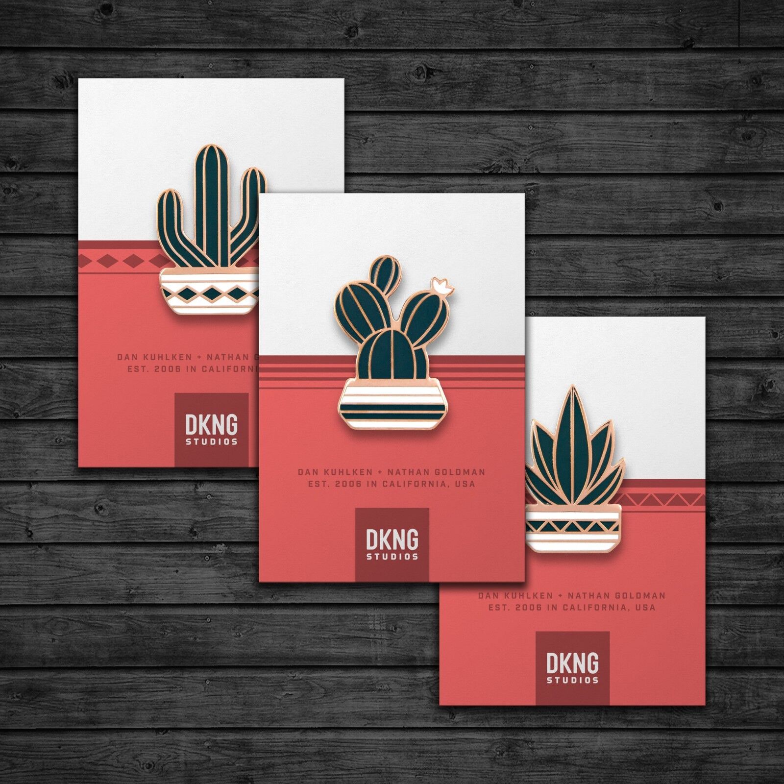Cactus Pin Pack (3 Enamel Lapel Pins: Agave, Saguaro, and Prickly Pear)
