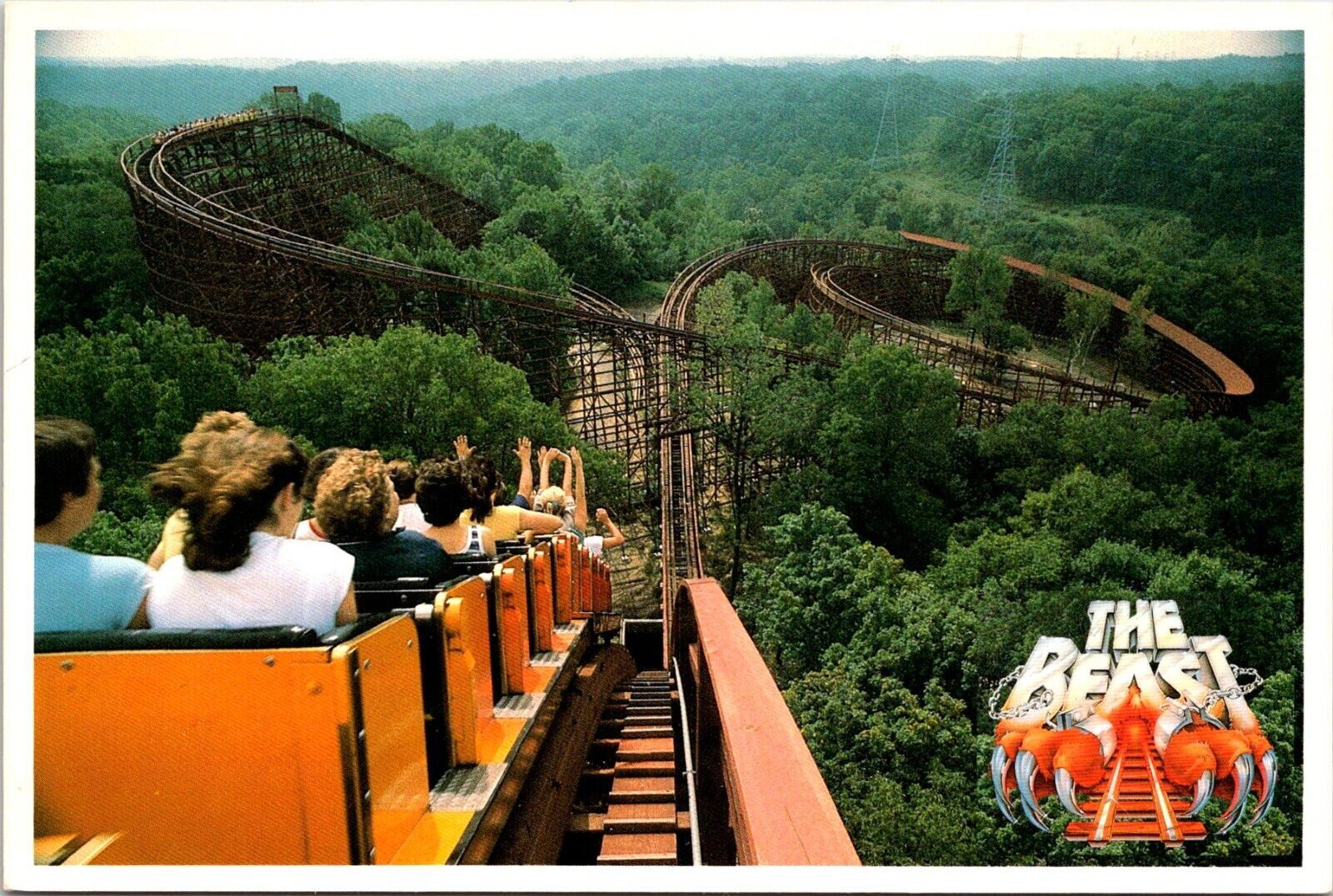 Postcard Kings Island Beast Roller Coaster Ohio C66