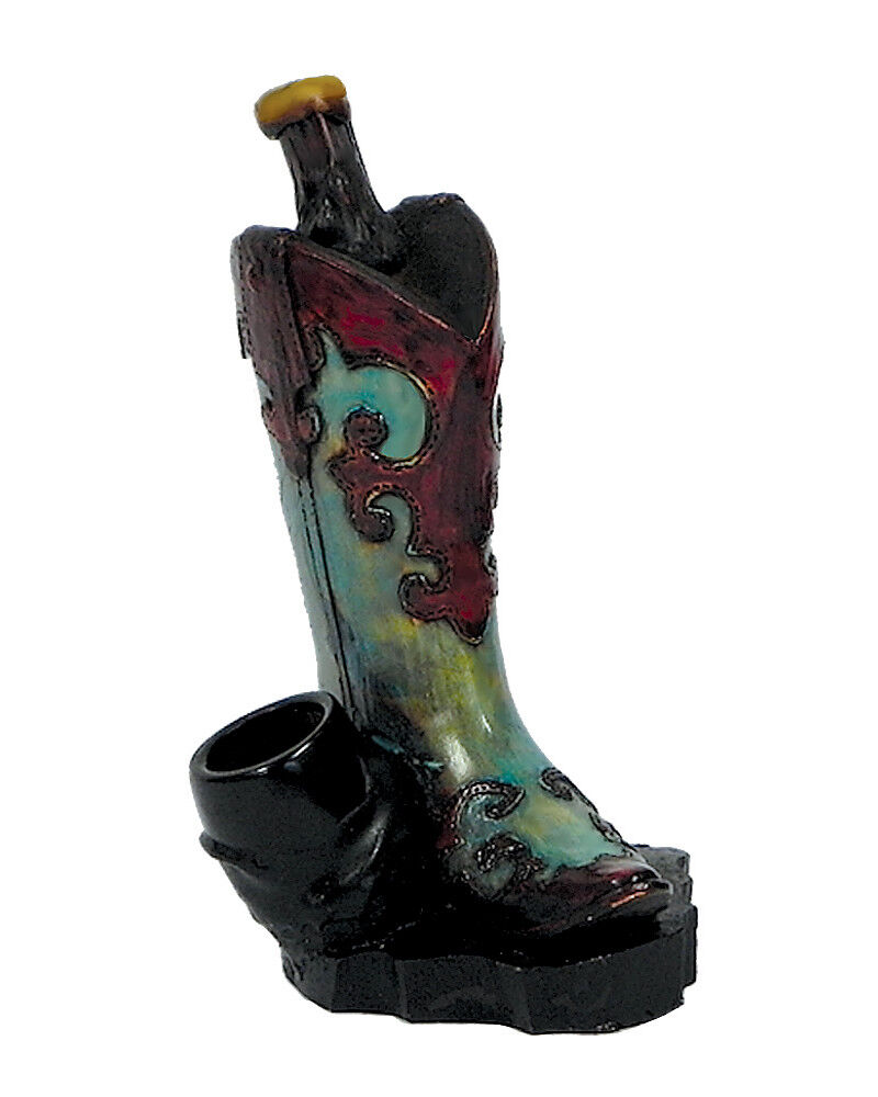 Cowgirl Boot Handmade Tobacco Smoking Hand Pipe Western Country Texas Rodeo Blue