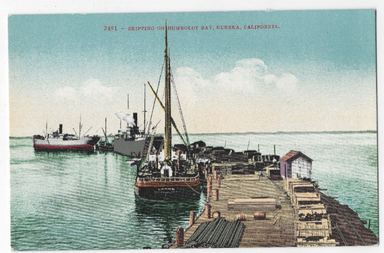 Eureka California Antique Postcard Shipping On Humboldt Bay Unposted ~Pa053