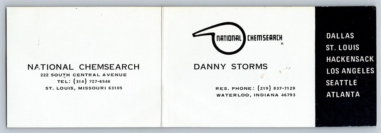 1970s 1980s Business Card National Chemsearch Waterloo Indiana Vtg