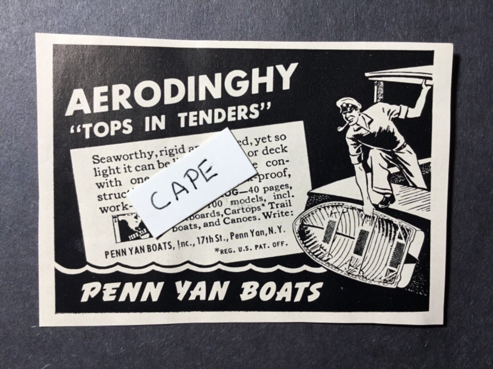 Penn Van Boats. Penn Van, New York. Tops in Tenders. Rare 1952 ad.