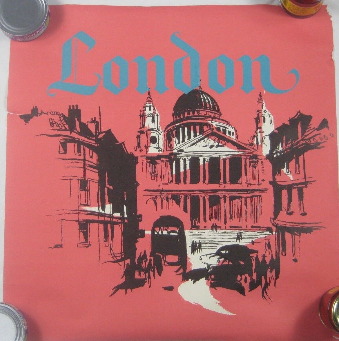 Vintage Original 1958 B.O.A.C. Cut Down London Travel Poster  