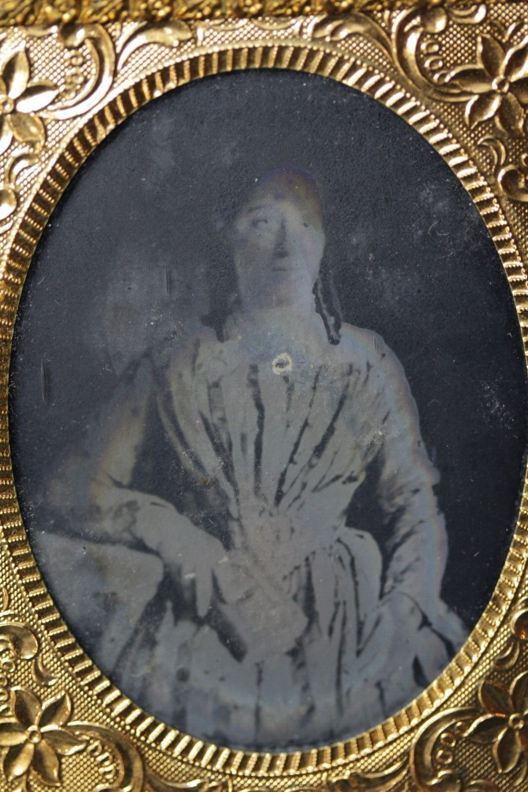 WOMAN IN GORGEOUS DRESS DAGUERREOTYPE HOLDING BOOK/BIBLE? #RL