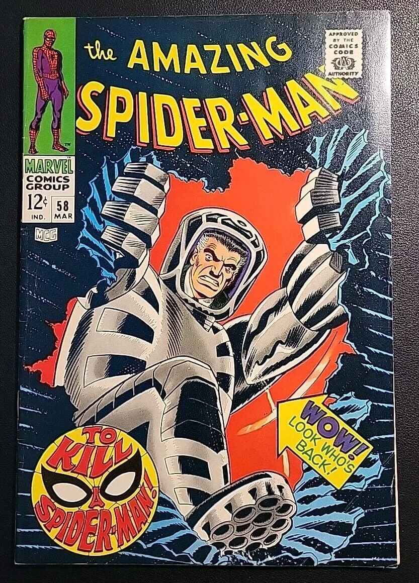 🔥 AMAZING SPIDER-MAN #58 SILVER 🔑 SPIDER SLAYER APP ROMITA COVER 💎 VF+ 1968