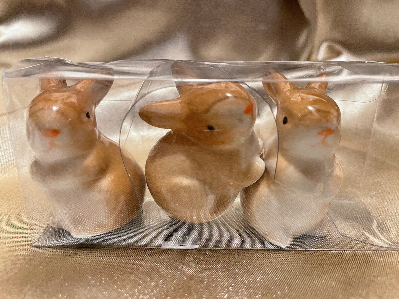 Three Minature Bunnies Rabbit Figurines