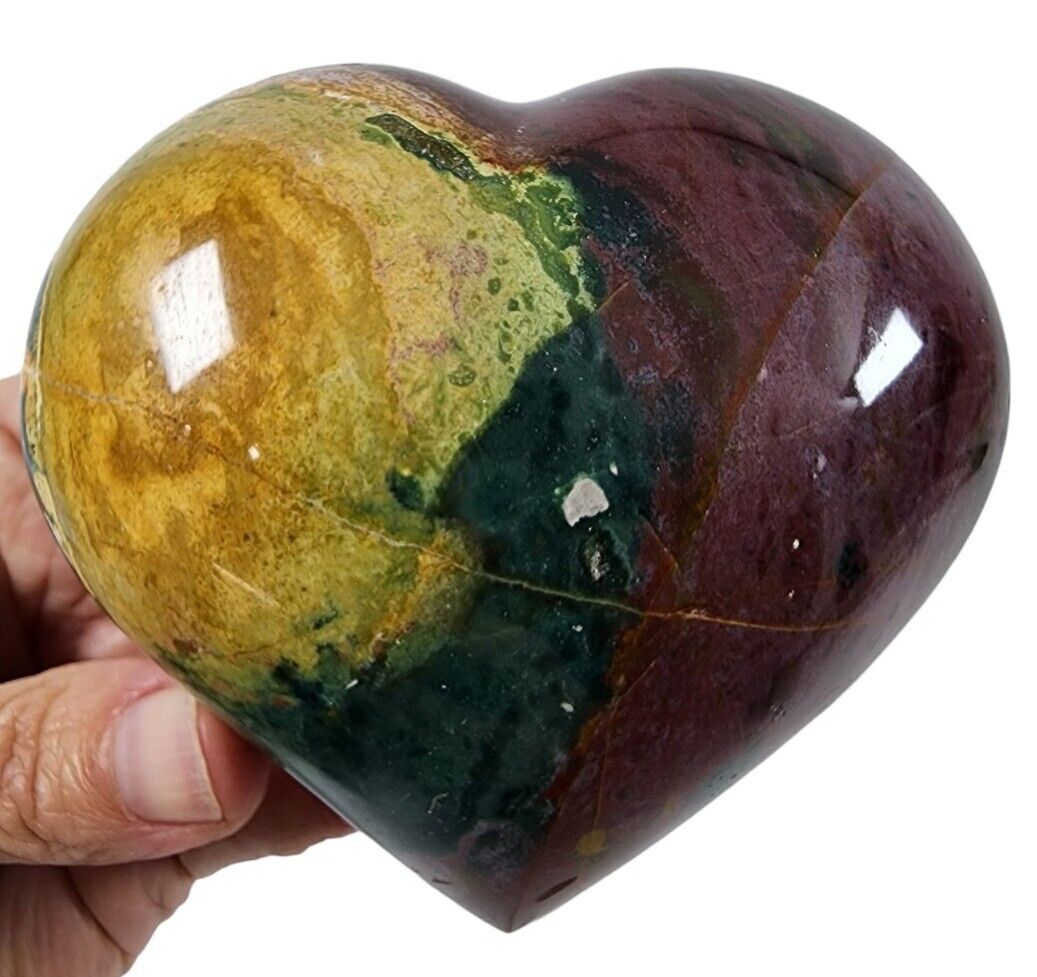 Ocean Jasper Polished Heart with Druzy Pockets 336.3 grams.