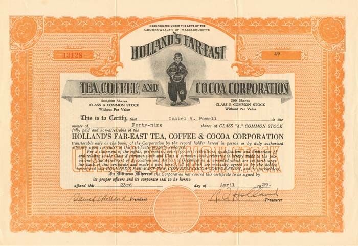 Holland\'s Far-East Tea, Coffee, and Cocoa Corporation - General Stocks