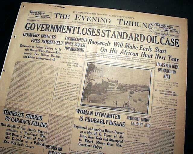 1908 STANDARD OIL CO. John D. Rockefeller Monopoly Court Case 1908 old Newspaper