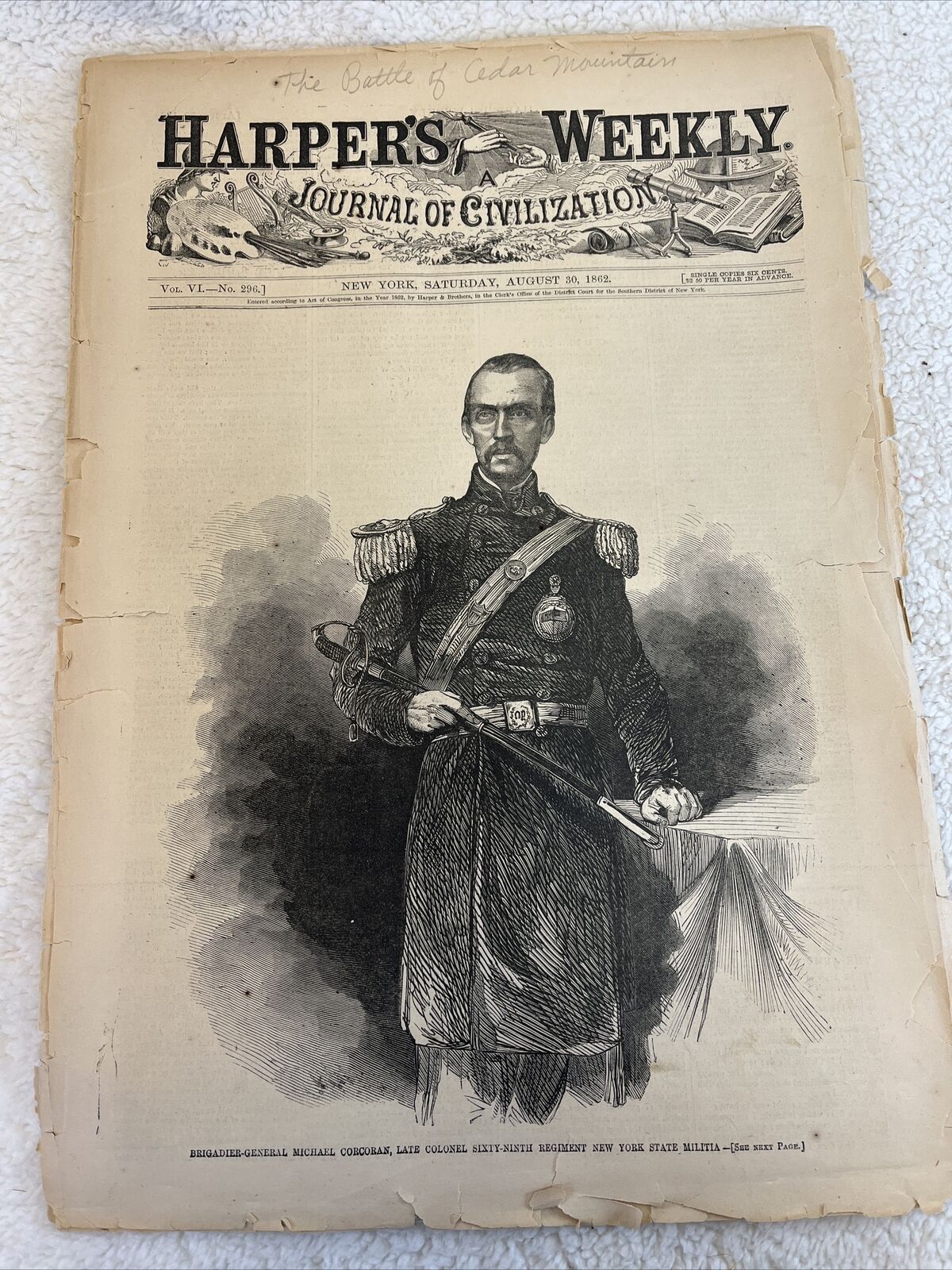 Harper\'s Weekly 8-30-1862 GEN\'S STONEWALL JACKSON & JOHN MORGAN Baton Rouge, LA