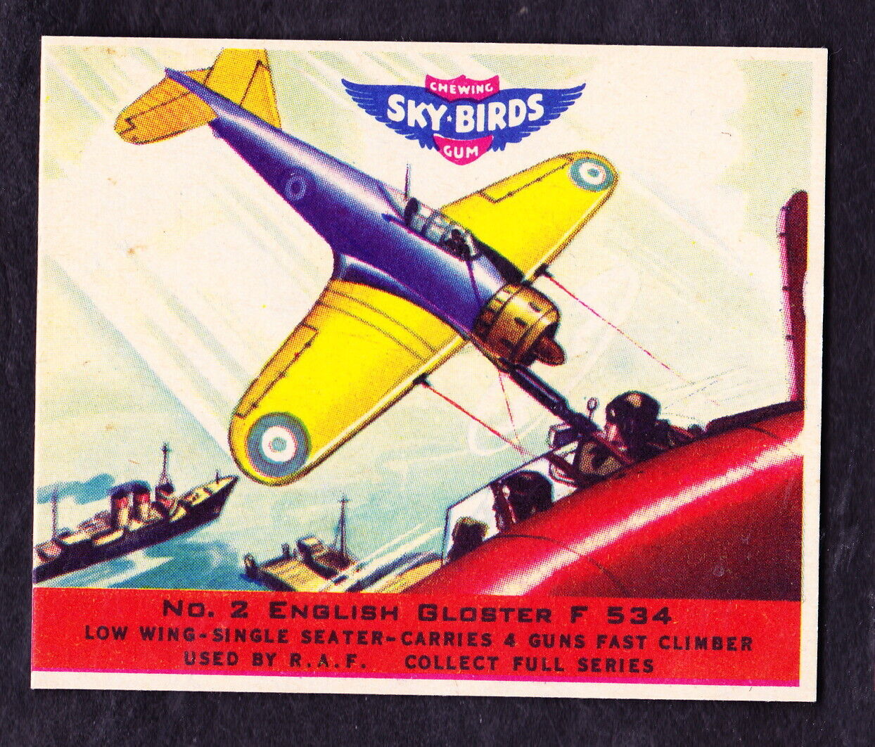 1941 GOUDEY SKY BIRDS #2 ENGLISH GLOSTER F 534 REAL NICE