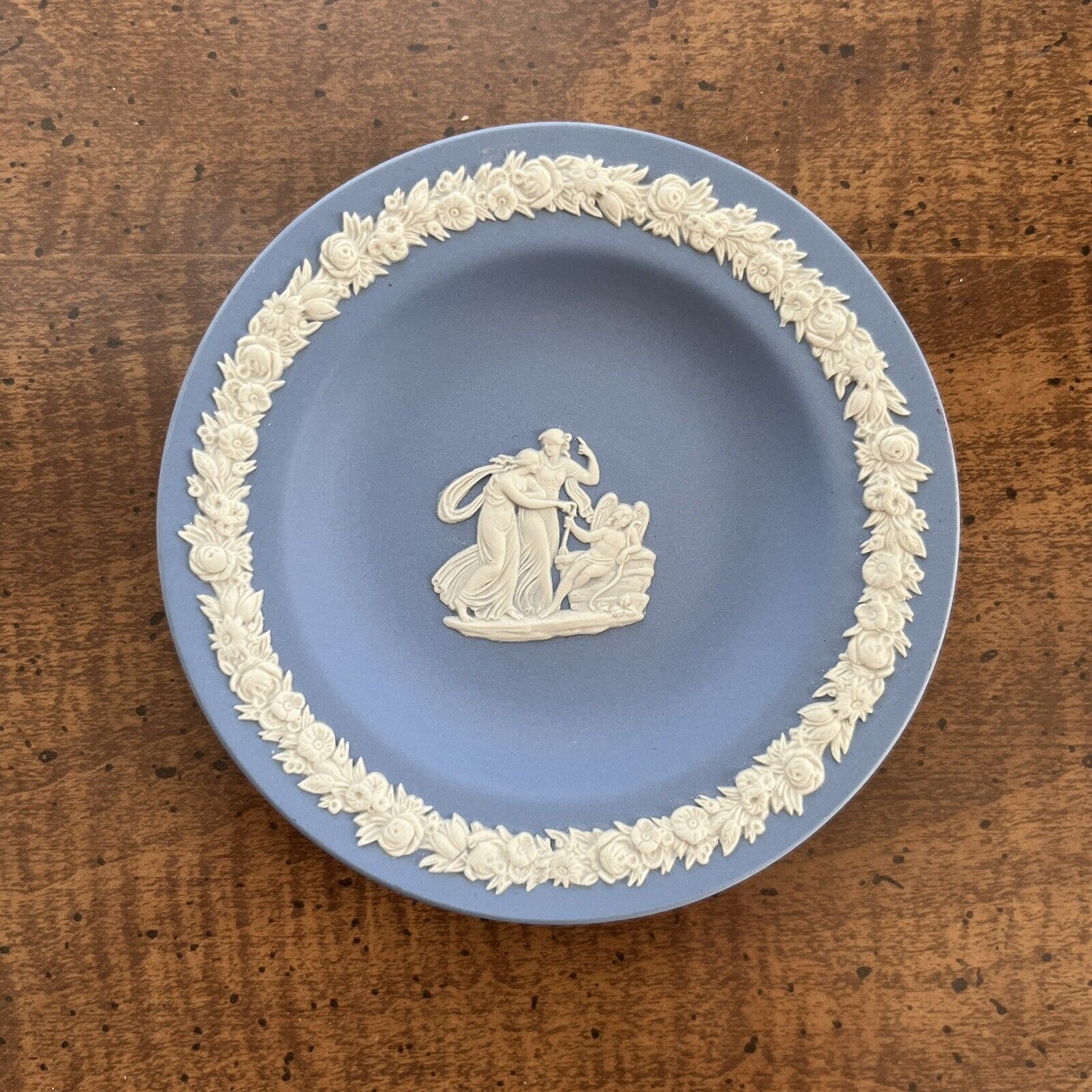 Vintage Wedgwood Blue Jasperware Trinket Dish 4”