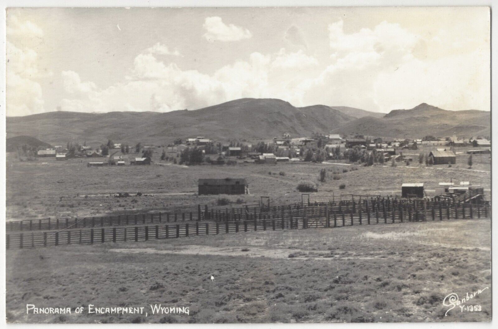1950\'s Encampment, Wyoming - Sanborn REAL PHOTO Town View - Old Postcard