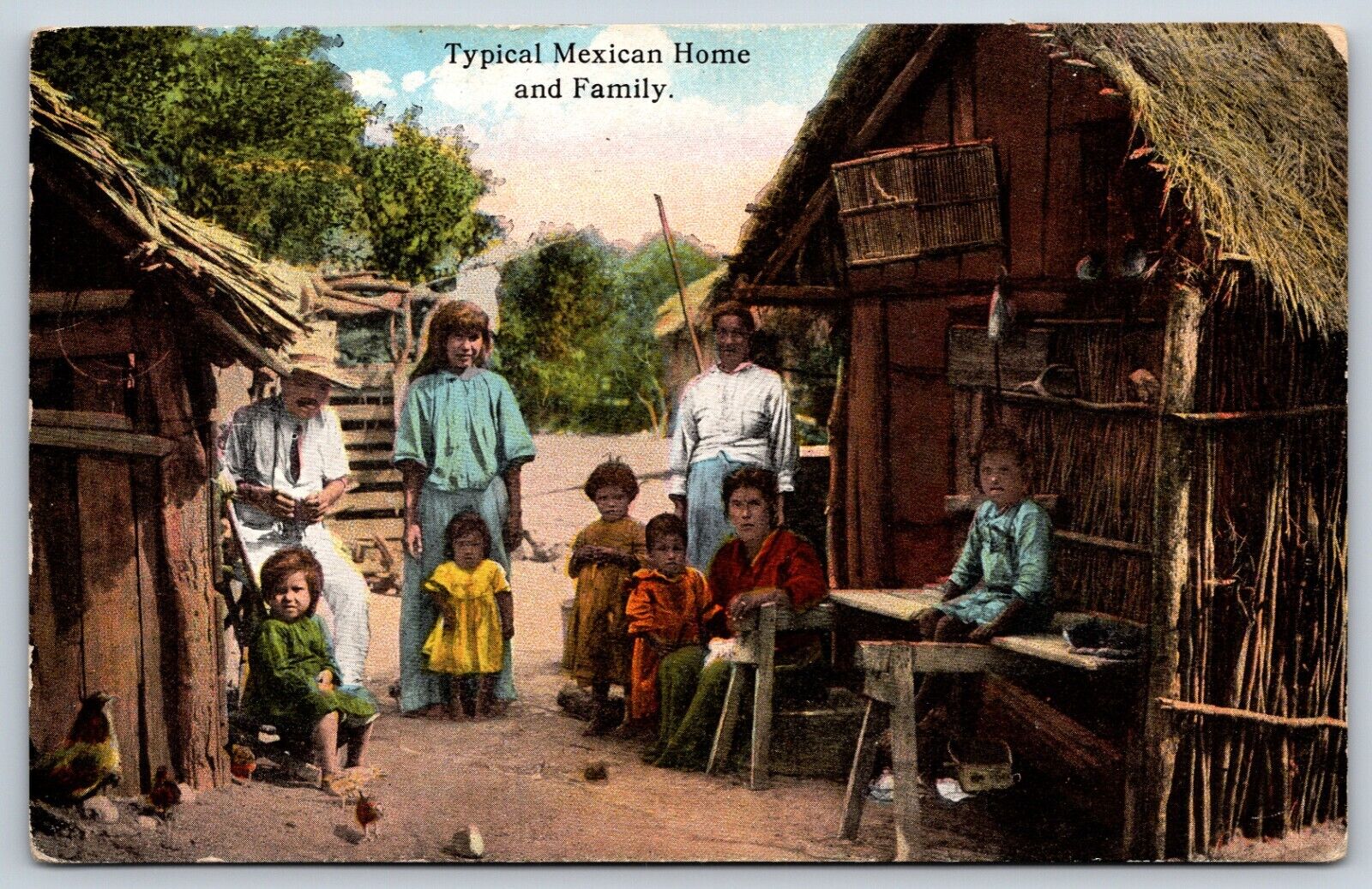 Postcard Typical Mexican Home And Family, Mexico Unposted