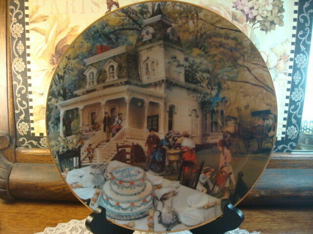 1985 Artaffects Victorian House Porcelain Plate *Happy Birthday* Rob Sauber