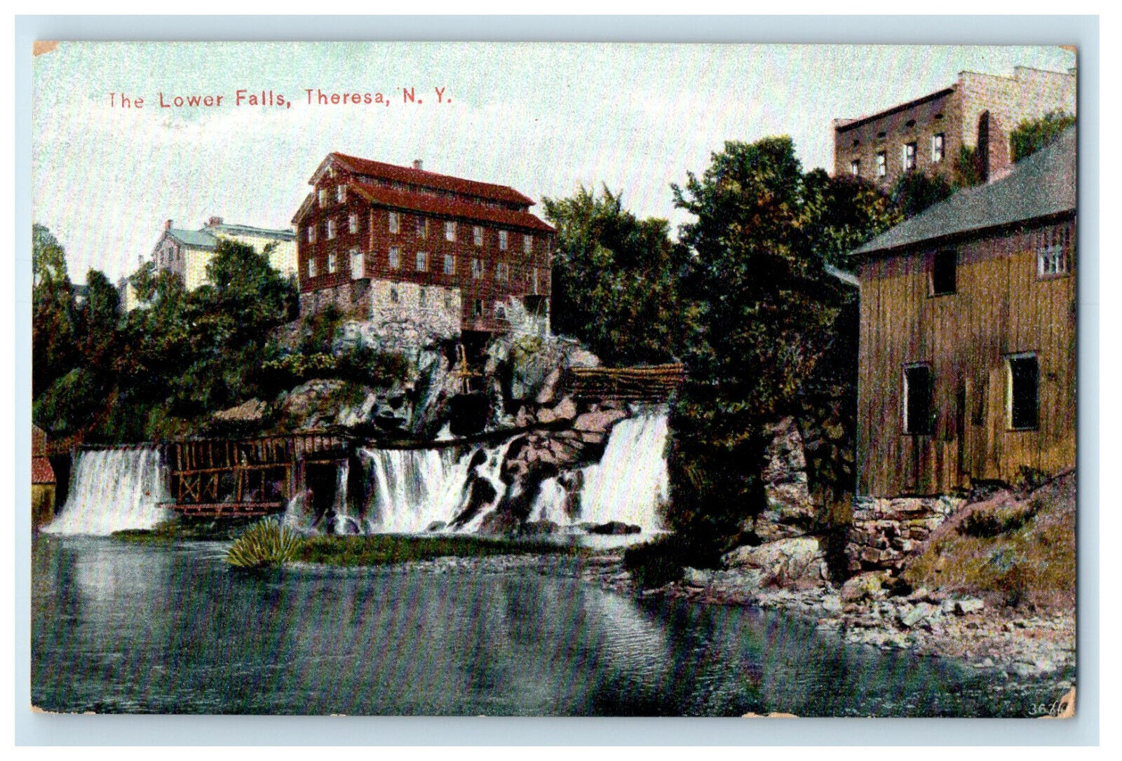 c1910 The Lower Falls, Theresa New York NY Antique Unposted Postcard