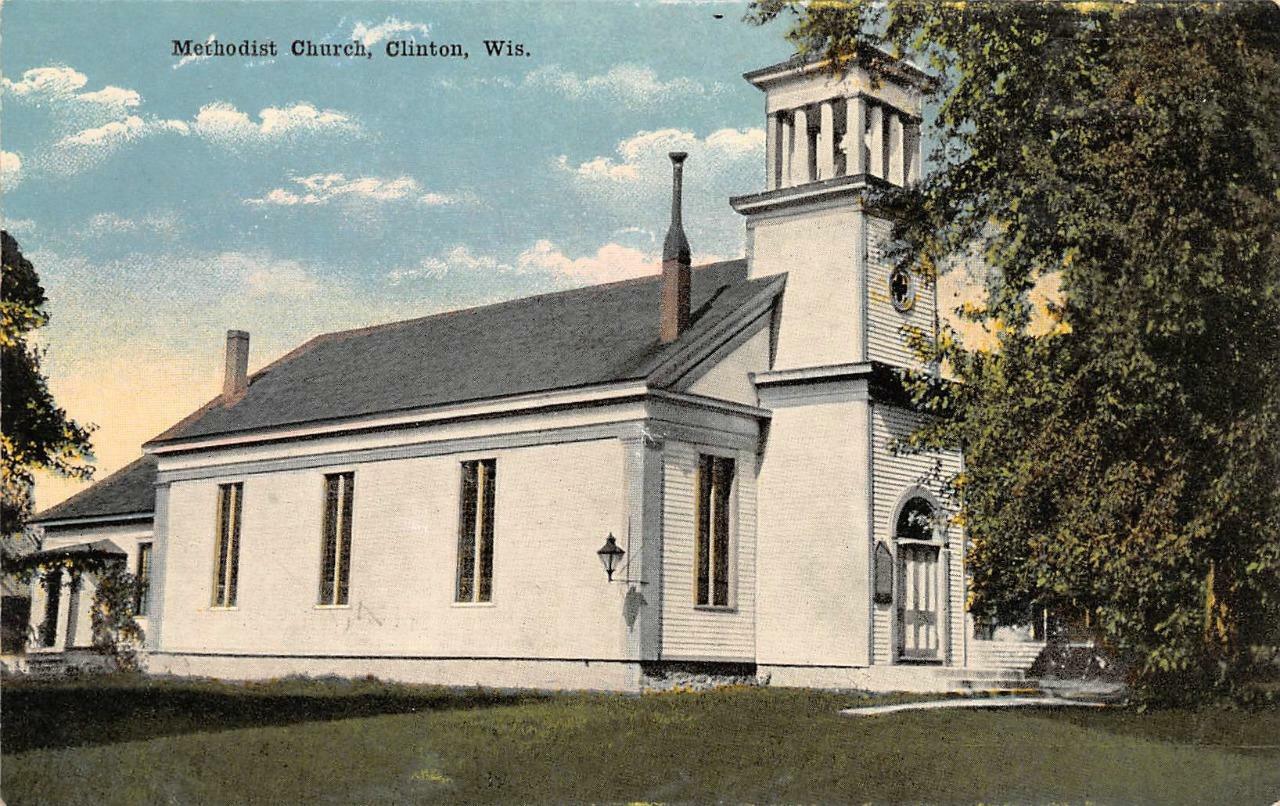 CLINTON, WI Wisconsin   METHODIST CHURCH   Rock County   c1910\'s Postcard