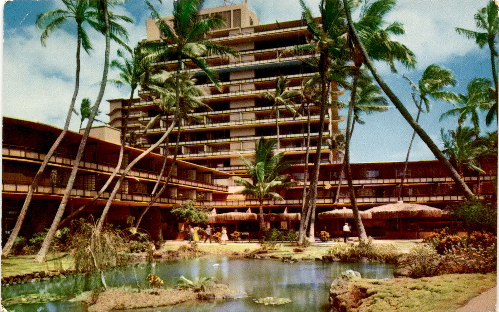 Vintage Hawaiian Village Hotel postcard - modern accommodation