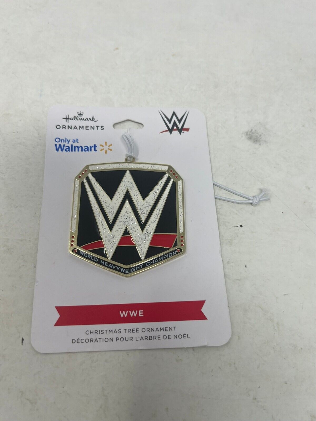 Hallmark WWE World Heavyweight Champion Belt Logo Metal Christmas Ornament