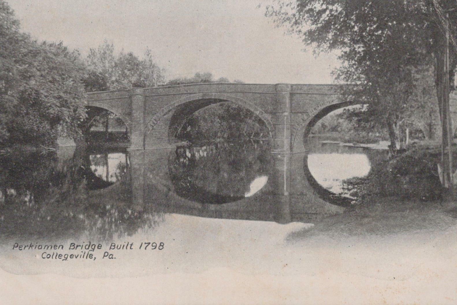 Postcard Perkiomen Bridge Built 1798 Collegeville PA #2