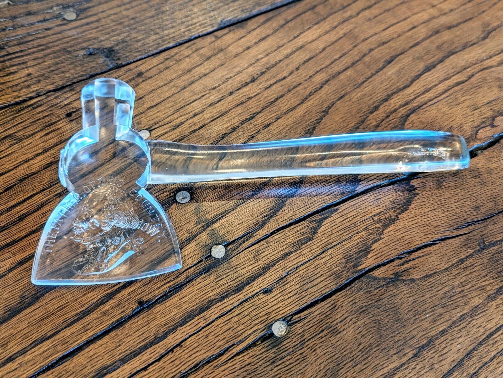 Antique George Washington Glass Axe, 1893 World's Fair, Libbey Glass, Excellent
