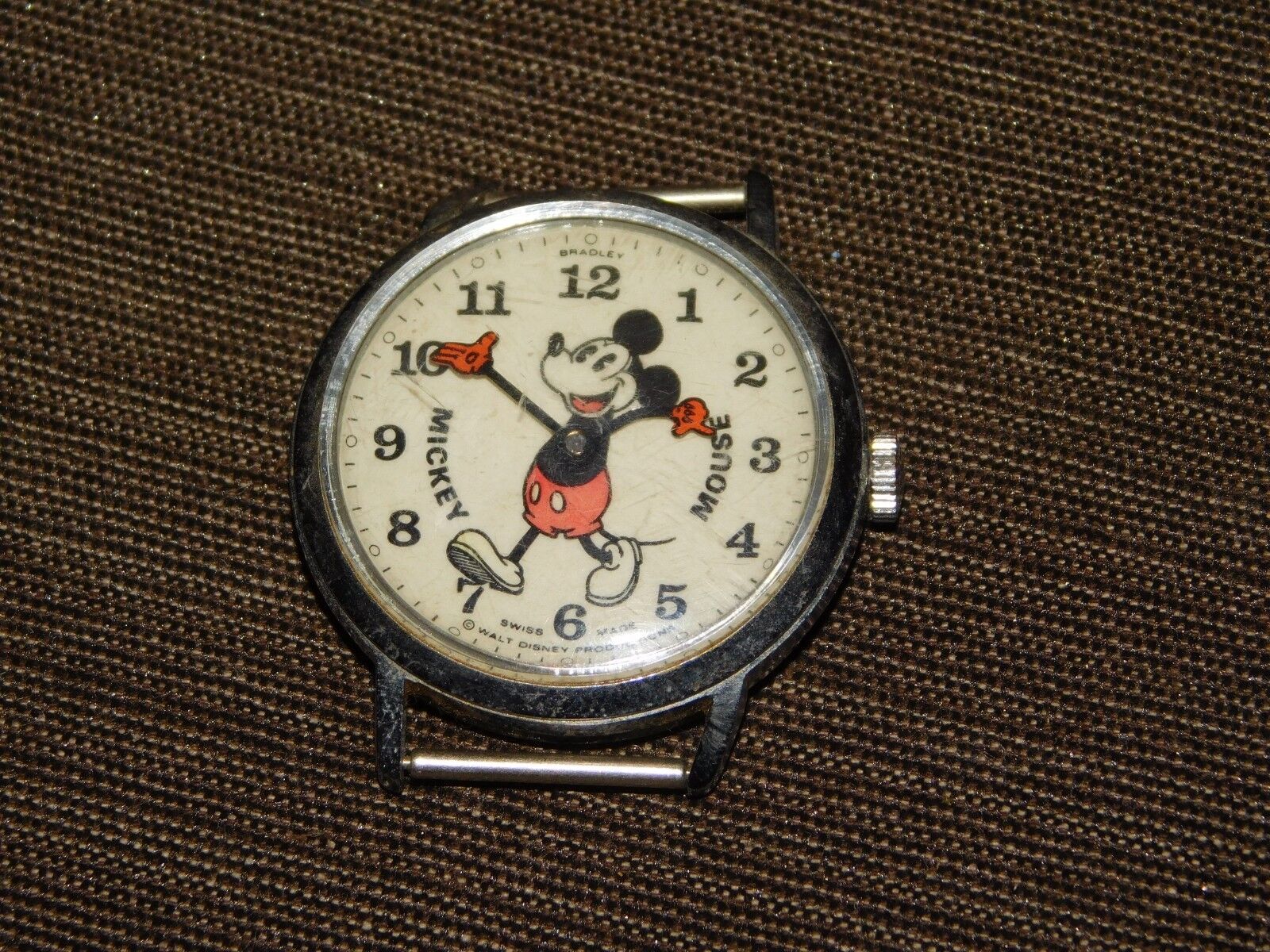 VINTAGE WALT DISNEY SWISS MADE MICKEY MOUSE WATCH *NOT WORKING** NO BAND