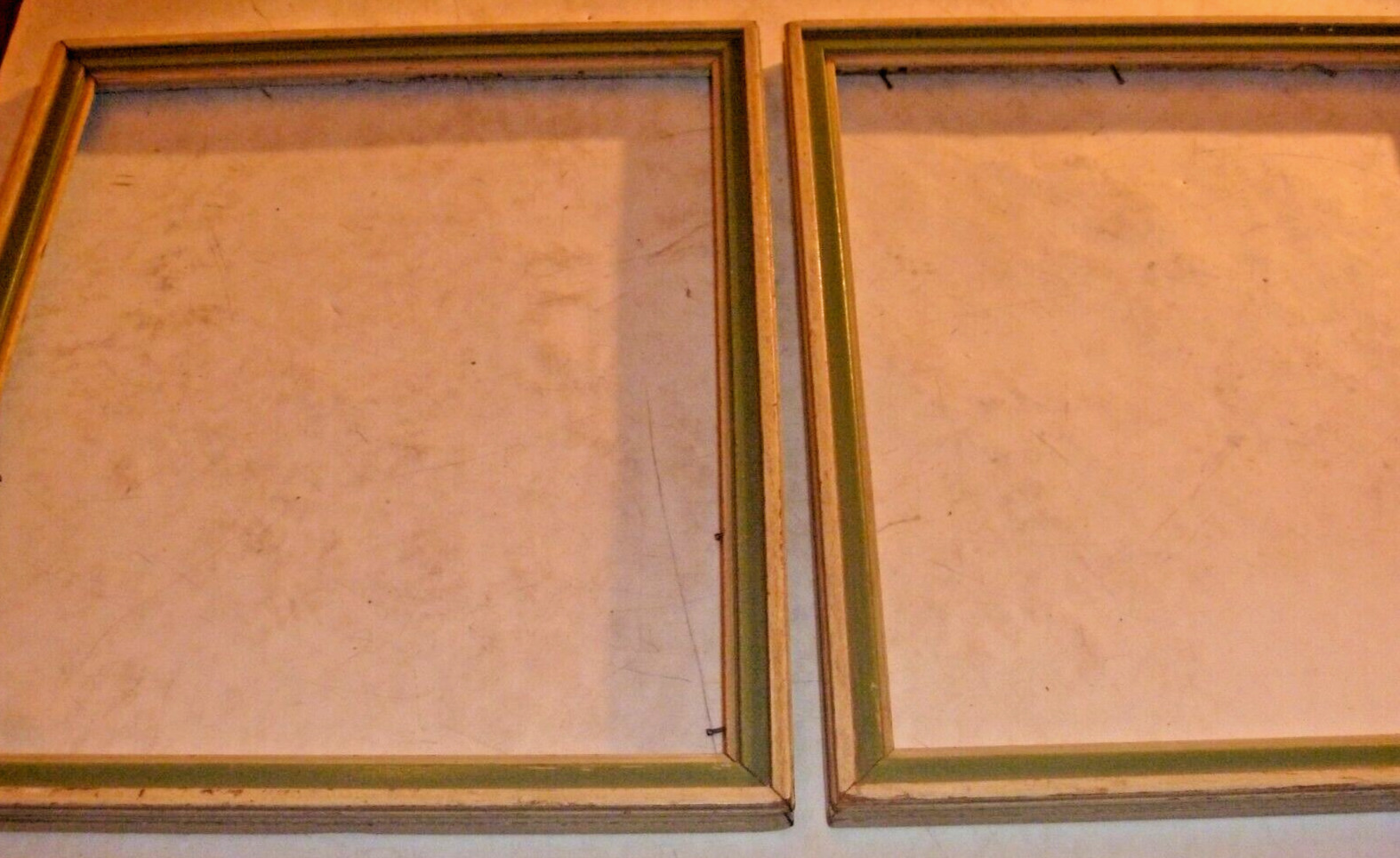 Vintage Pair of Painted Frames Green & White
