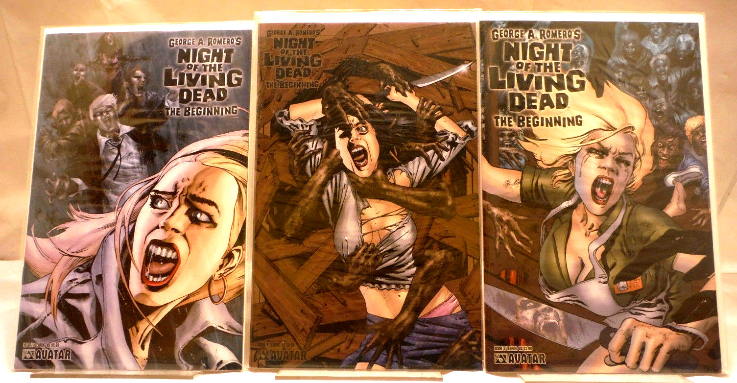 Night Of The Living Dead: The Beginning Comic Lot of Terror Covers 1+2+3 VF+/NM-