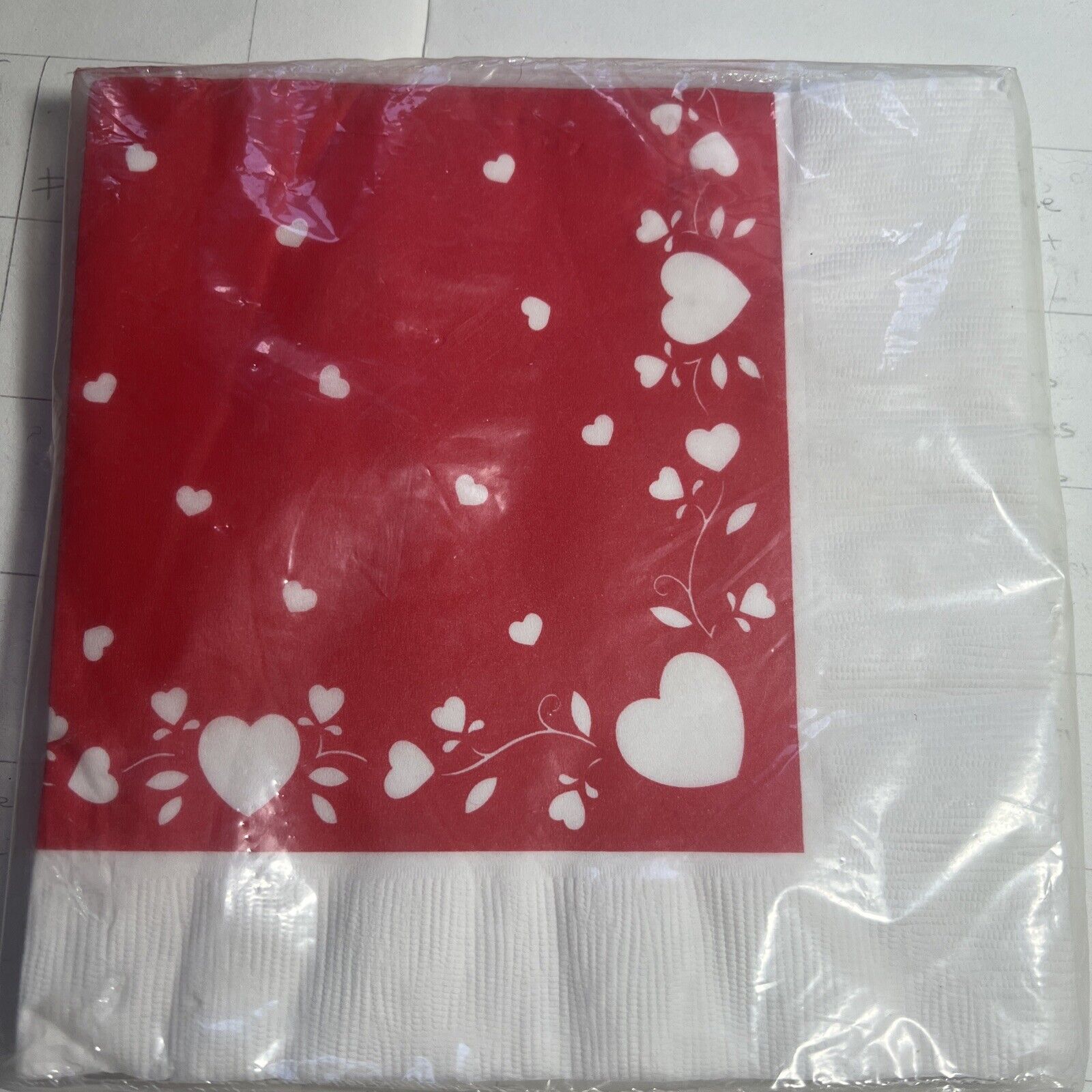 Vintage Hallmark 3 ply Paper napkins 12 ct Hearts Valentines 13.5x13.5 Open Bag