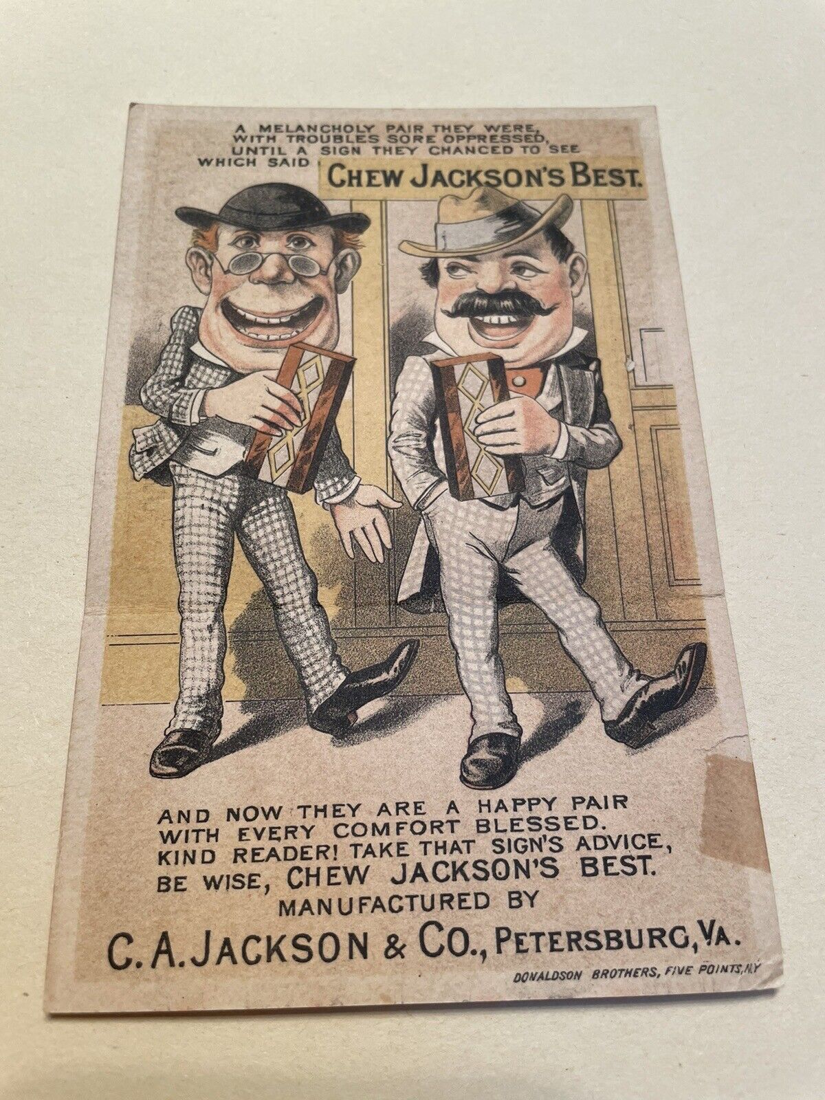 Vintage Jackson’s Best Chew Tobacco Trade Card  C.A. Jackson &Co. Petersburg VA