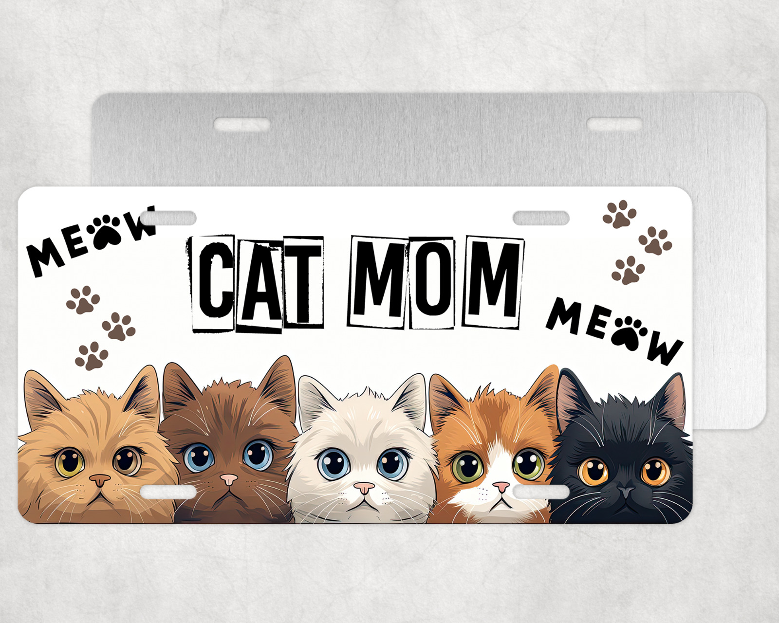 Cats Kittens Cat Mom Meow Custom Made Aluminum Vanity License Plate