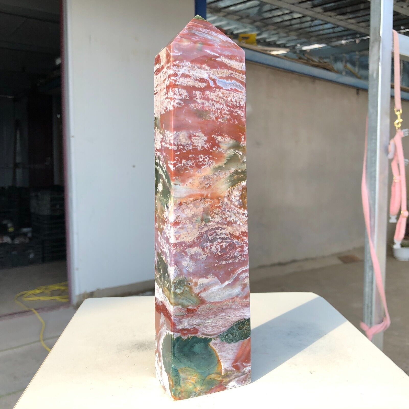 1285g Natural Ocean Jasper Quartz Crystal Obelisk Wand Point Mineral Healing