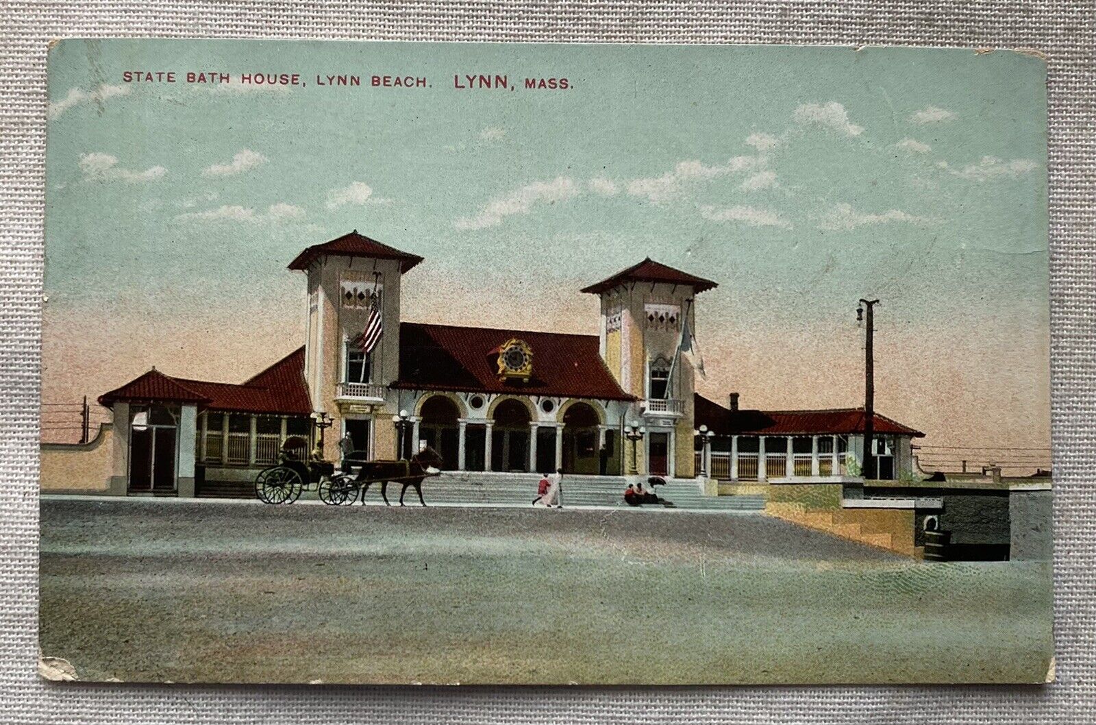 State Bath House, Lynn Beach., Lynn, Massachusetts, Vintage Postcard