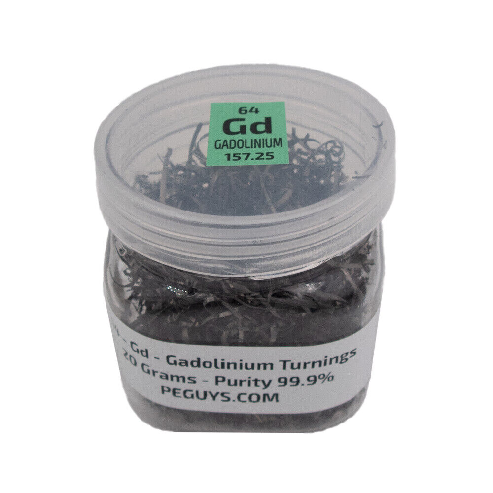 20 Grams 99.9% Gadolinium metal Turnings in vial element Gd sample Rare Earth