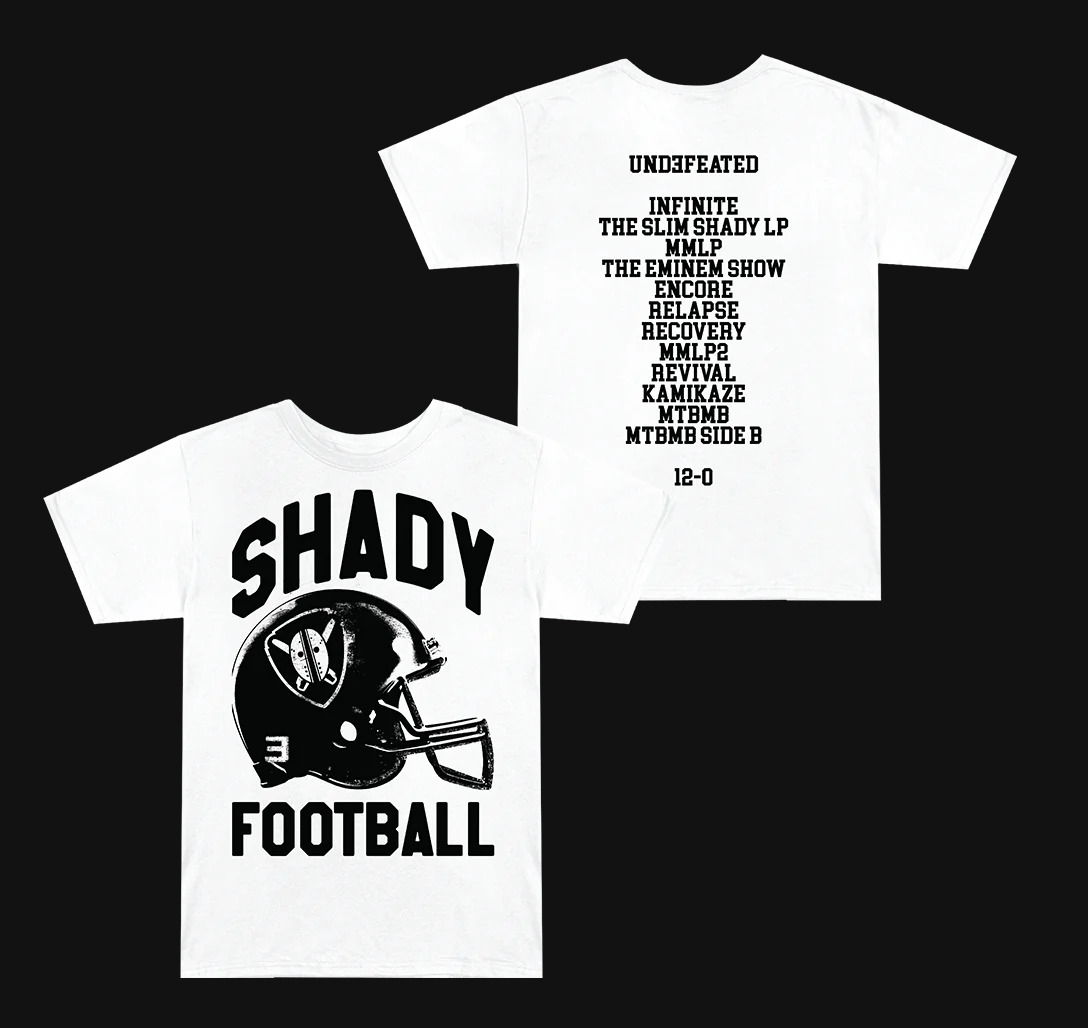 Eminem | Shady Football T-Shirt UNDEFEATED 12-0 | White Sealed New (Medium)