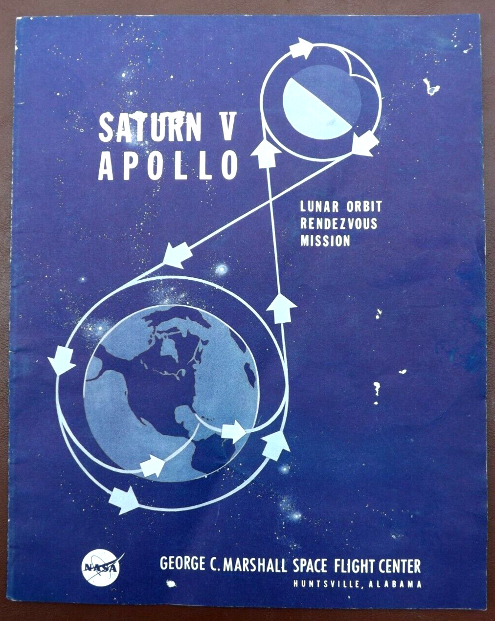 VINTAGE 1963 SATURN V APOLLO NASA MSFC LUNAR ORBIT MISSION RENDEZVOUS BROCHURE