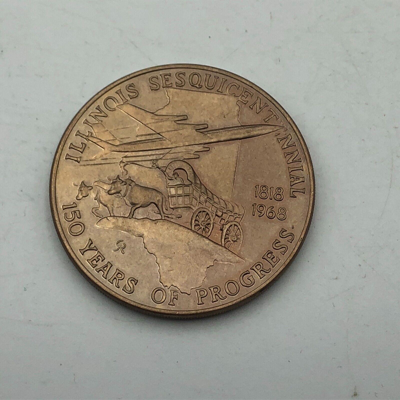 Illinois State Seal Coin Token Medallion 150 Years Progress 1818-1968 Vintage