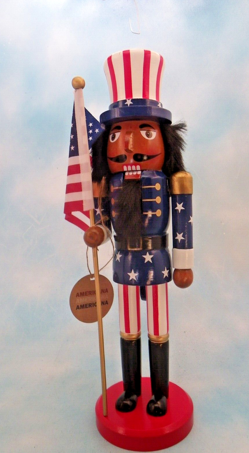 Americana Wooden Nutcracker Black Uncle Sam 4th of July Patriotic Decor 14\