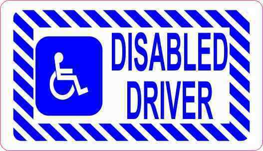 3.5in x 2in Disabled Driver Sticker Car Truck Vehicle Bumper Decal